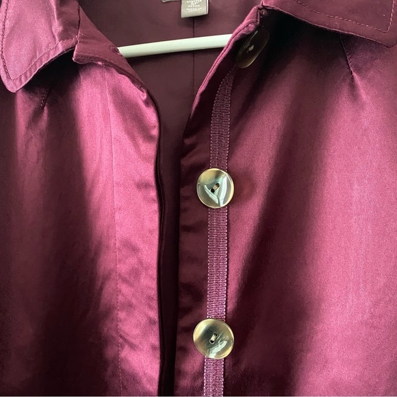 J Jill Lined Flared Stretch Blazer Jacket Buttons Cranberry size Small Petite - Picture 3 of 9